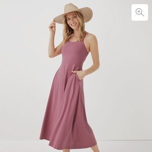 Pact fit and flare midi dress in rosebud size medium NWOT